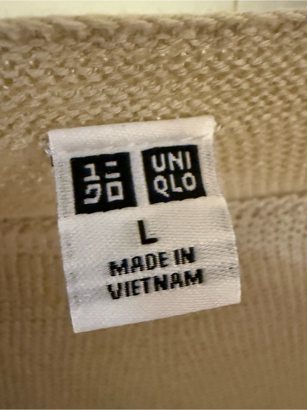 UNIQLO 3D Knit Cotton Boat Neck Sweater Beige Large Quiet Luxury Minimalist Fall - Picture 4 of 5